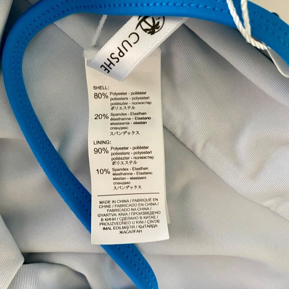 Cupshe Blue Ruffle Tie Back Plunging Neck Strappy One Piece Swimsuit XS NEW NWT - Picture 9 of 10